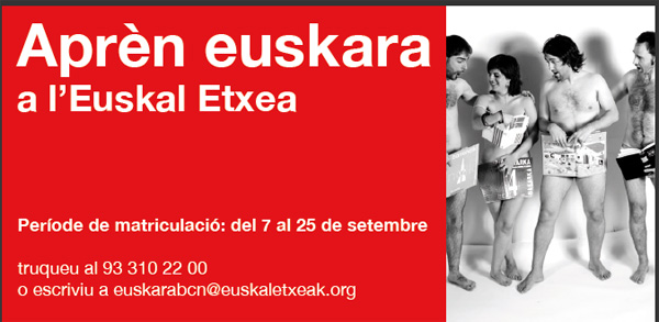Cartel promocional de los cursos de euskera para el curso 2009-2010 de Euskal Etxea de Barcelona